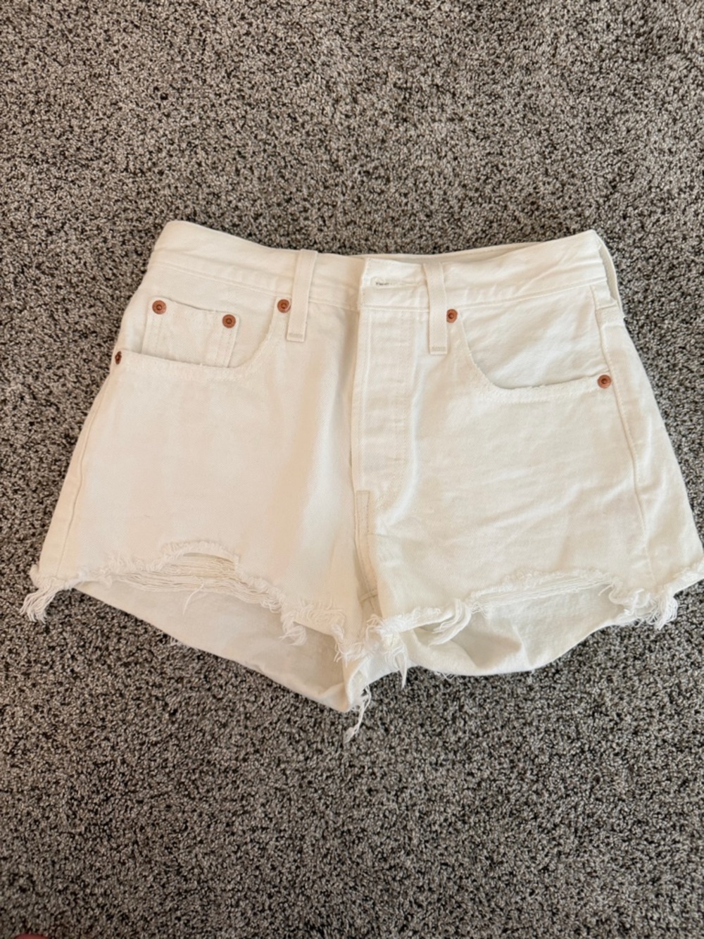 Levi's White High-Rise Denim Cutoff Shorts